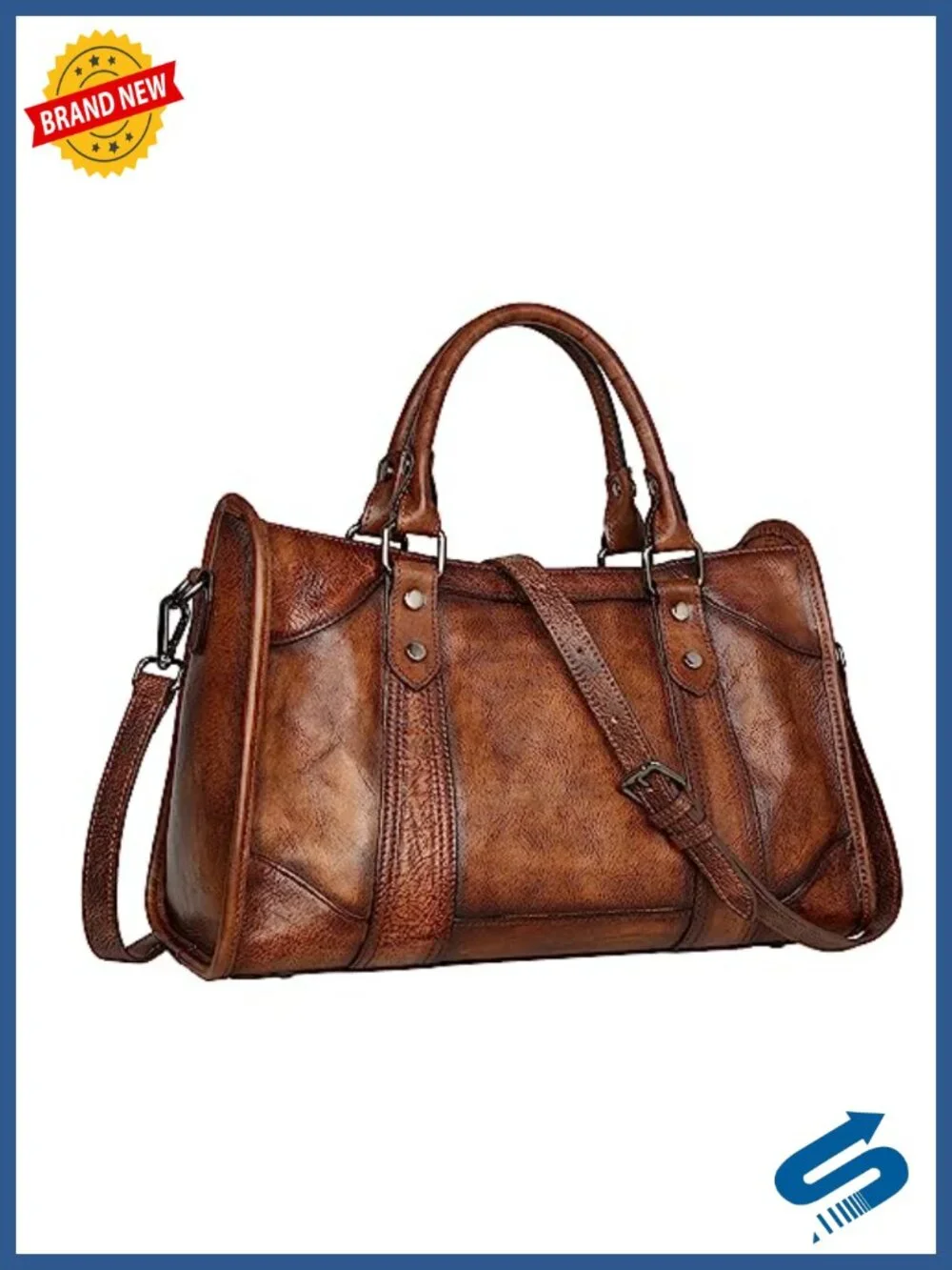 Genuine Leather Tote Shoulder Satchel Hobo Bag with Removable Strap